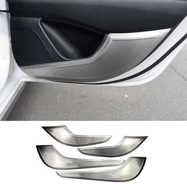 for Hyundai for Elantra 2021-2023 Silver Steel Inner Door Anti-kick Panel Cover Trim