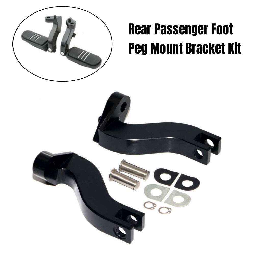 Black Rear Passenger Foot Peg Mount Bracket Kit for Harley Electra Street Glide