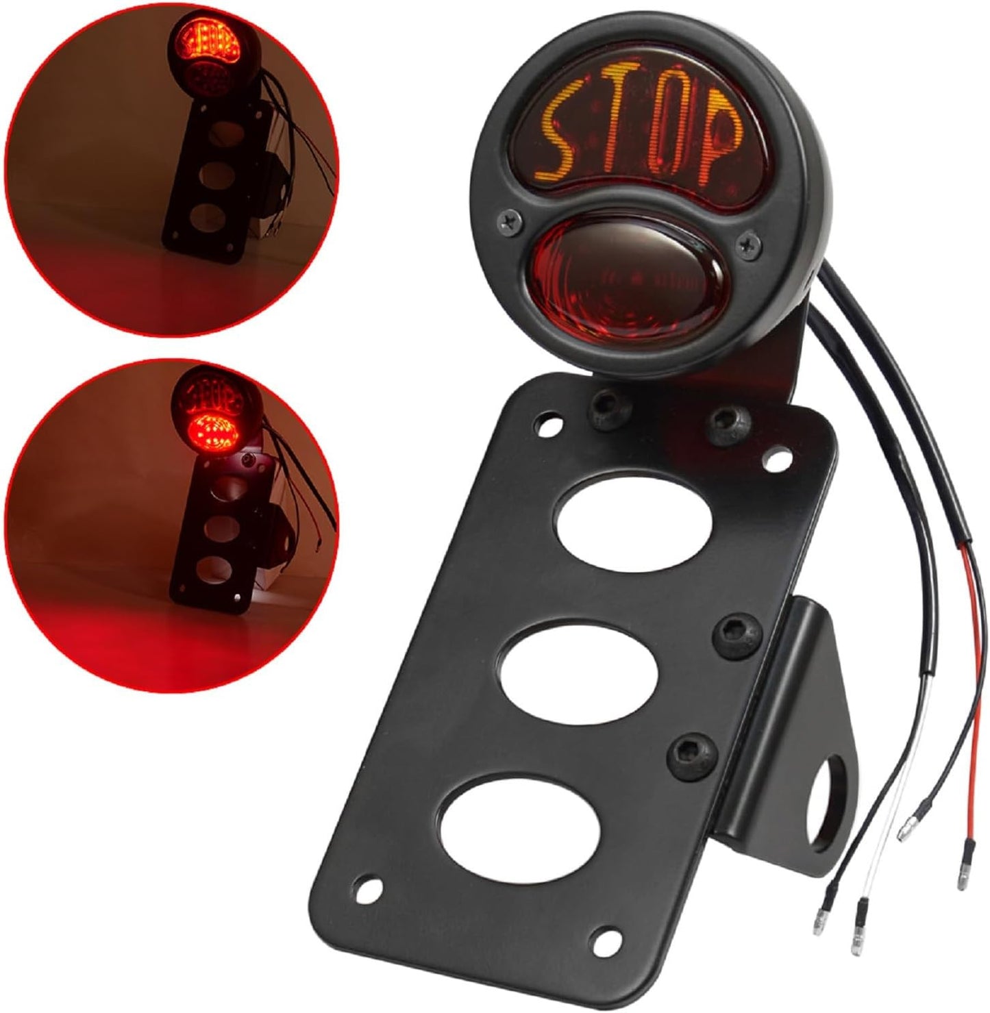 LED Tail Brake Light Side Mount License Plate Bracket Holder for Honda Universal