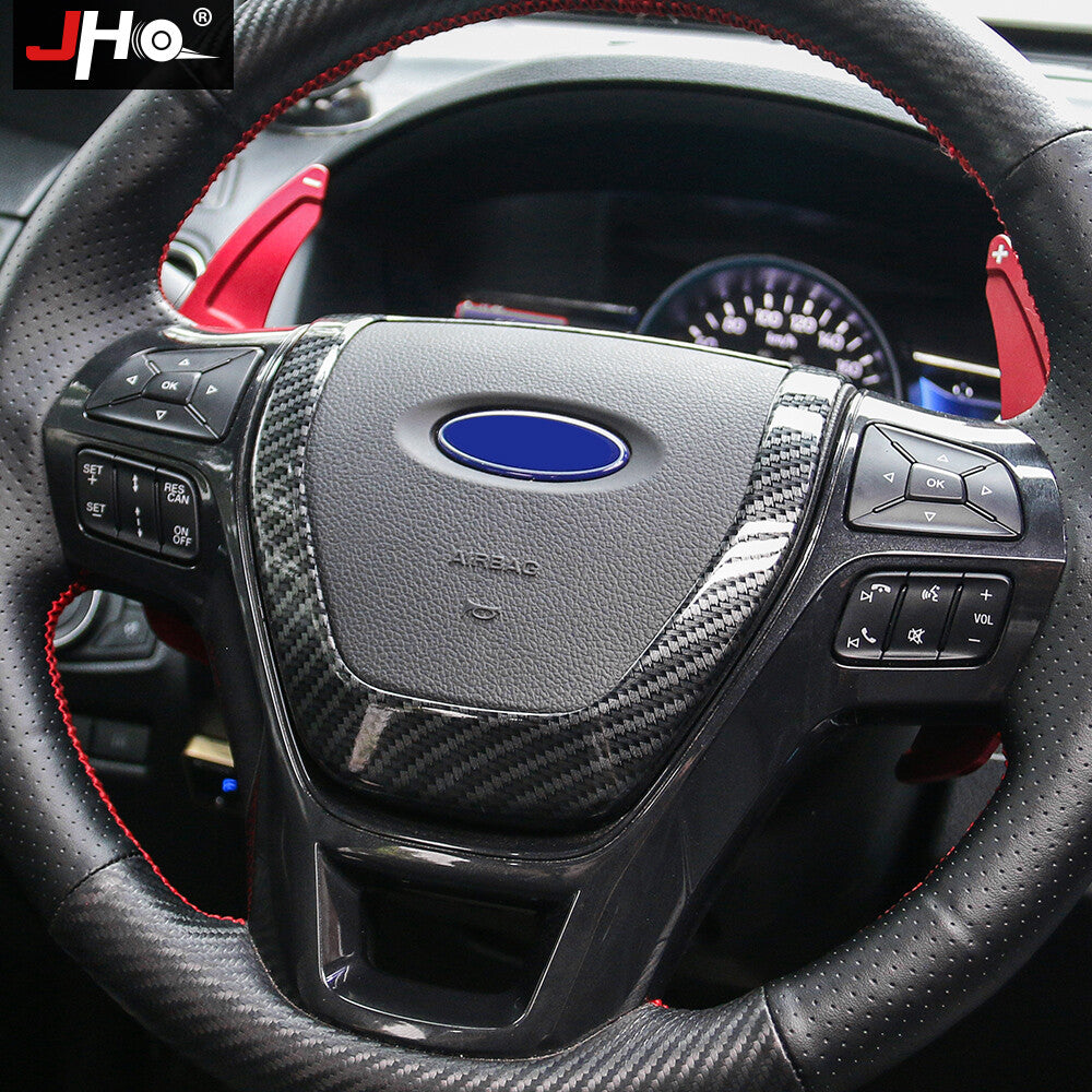 Carbon Fiber Steering Wheel Frame Trim Decor Black for Ford Explorer 2013-2018
