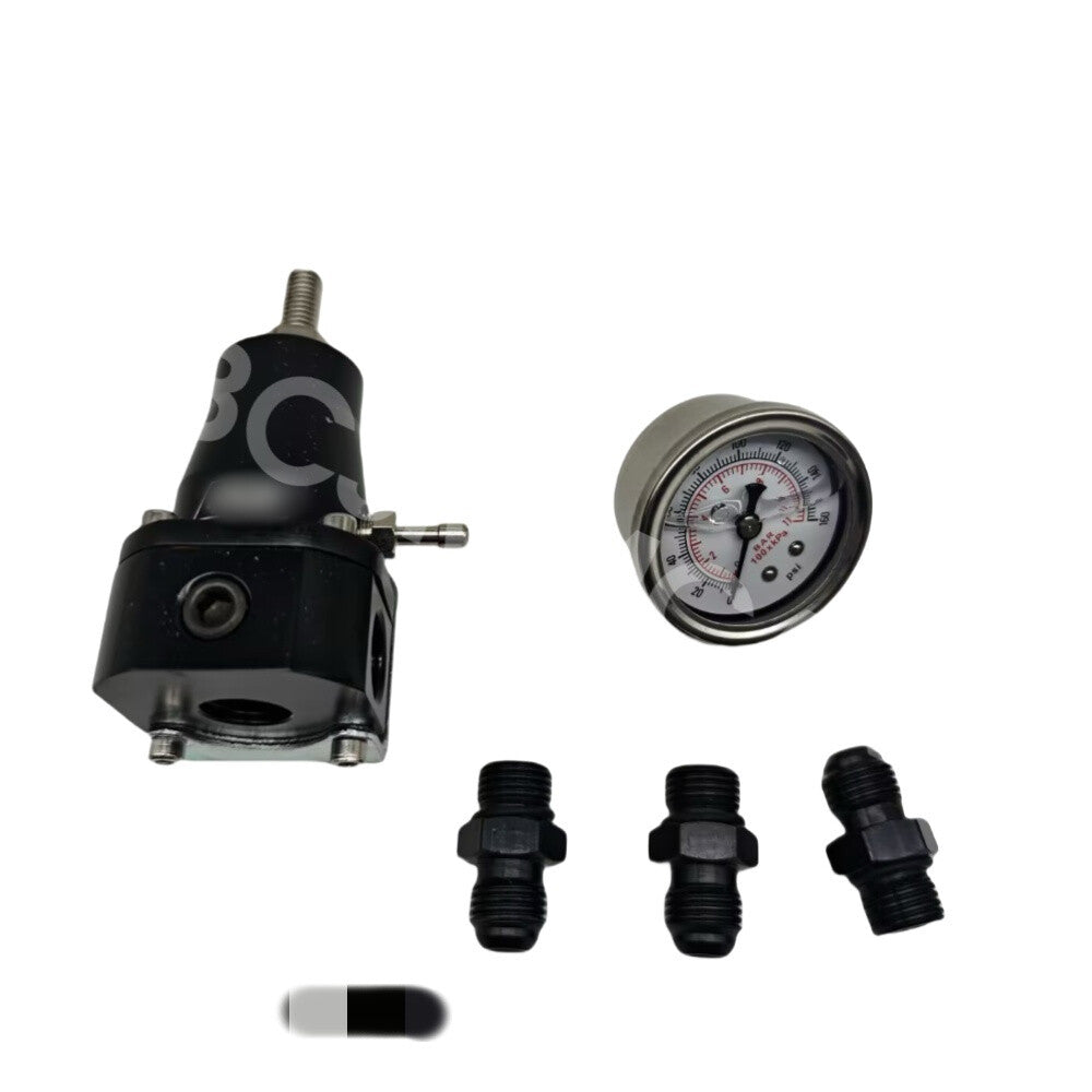 Aluminum Adjustable Fuel Pressure Regulator 30-70 PSI With Oil Gauge 1/8in NPT