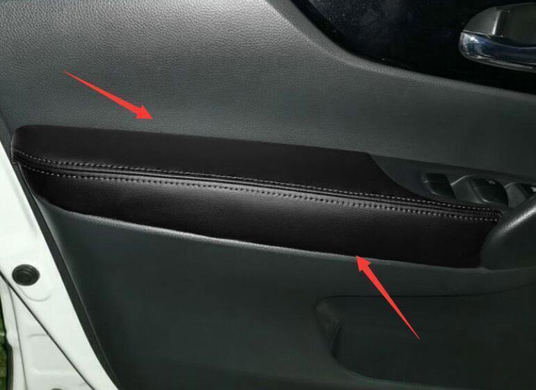 2014-20 for Nissan Rogue Interior Door Panels Black Armrest PU Leather Cover 4PC