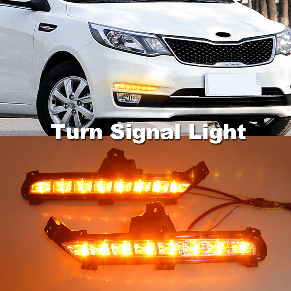 for KIA Rio K2 2015-2016 LED DRL Daytime Running Light Fog Lamp Turn Signal Kit