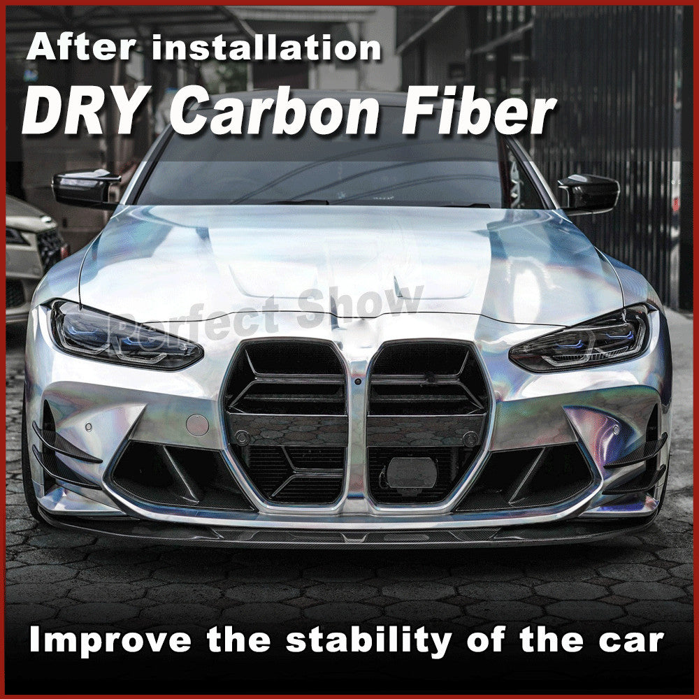 for BMW G80 M3 G82 G83 M4 2021-22 DRY CARBON Front Bumper Splitters Canard Fins
