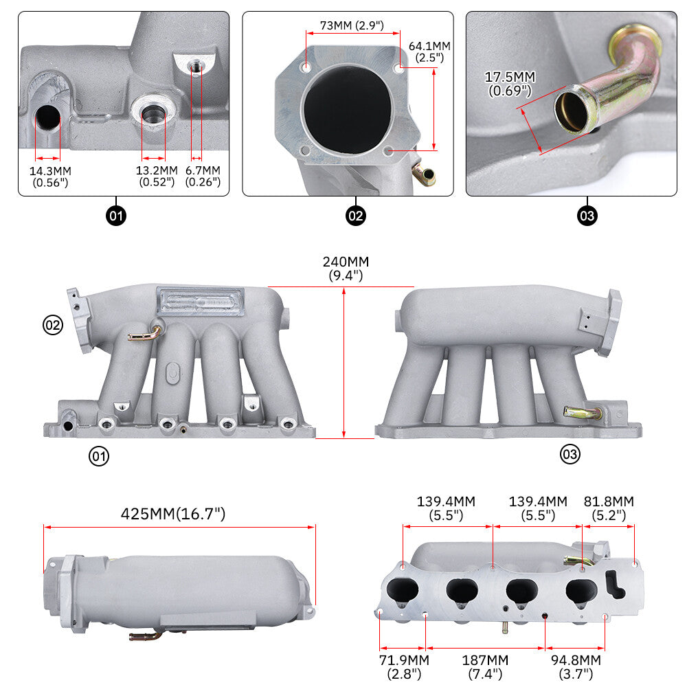 Larger Bores K20 K24 RBC Intake Manifold Racing K-Series for Honda for Acura TSX