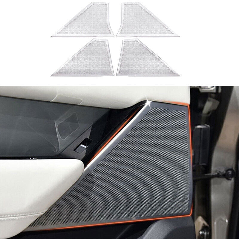 for Range Rover Velar 18-23 Silver Alloy Inner Door Speaker Sound Cover Trims 4X