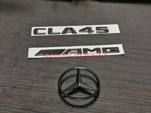 Gloss Black CLA45 AMG and Rear Star Replacement Pack Badge Sticker for CLA Sedan