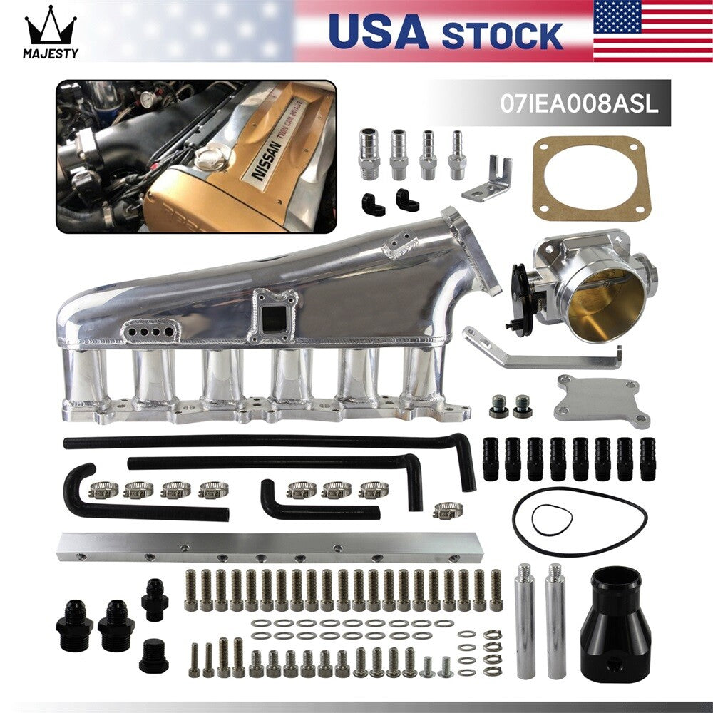 Intake Manifold Fuel Rail Throttle Body 90mm For Skyline GTR 2.6 RB26DET R32 R33