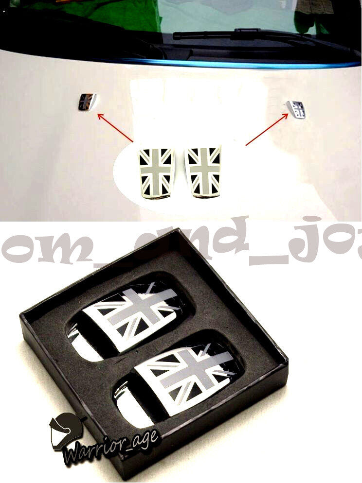 2PCS WINDSHIELD WASHER WIPER SPRAY NOZZLE COVER BLACK UNION JACK for MINI COOPER