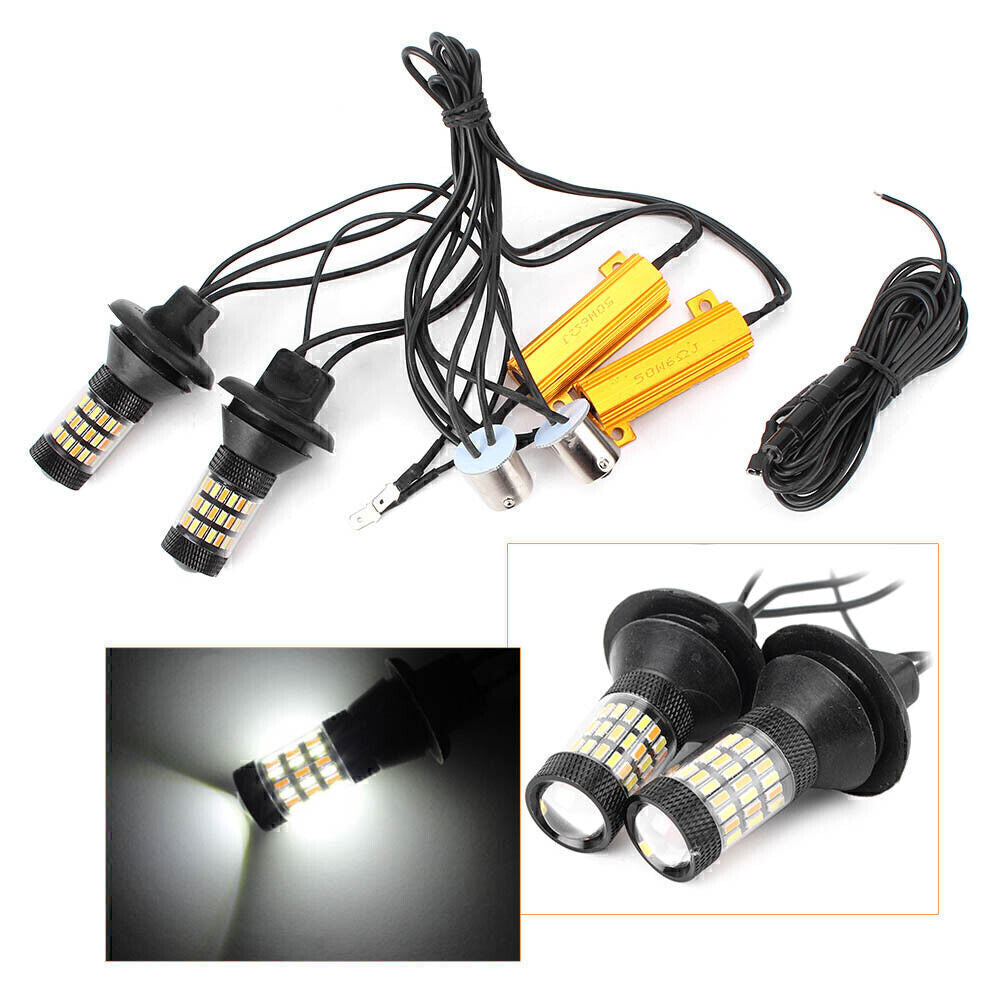 2x No Hyper Flash 1156 P21W Dual-Color Switchback Turn Signal Lights
