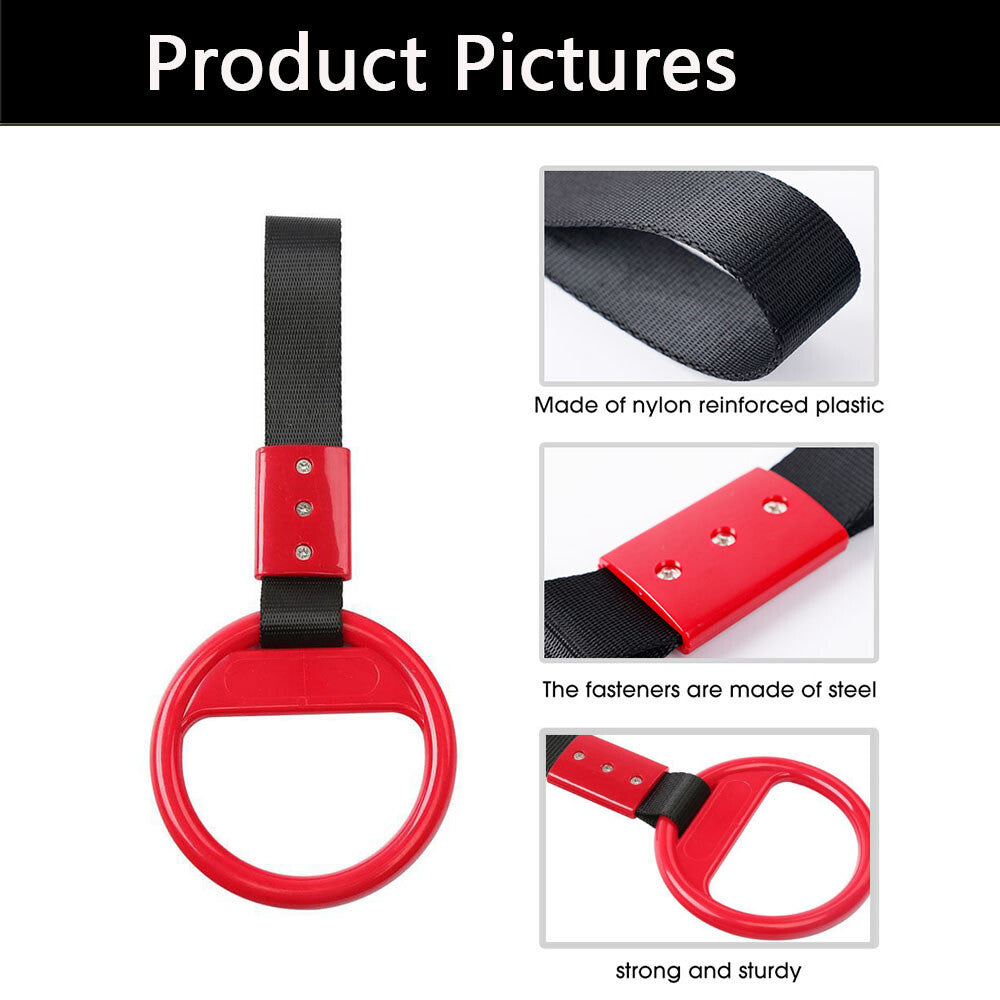 Round Red Black Jdm Tsurikawa Ring Subway Train Bus Handle Strap Charm Drift New