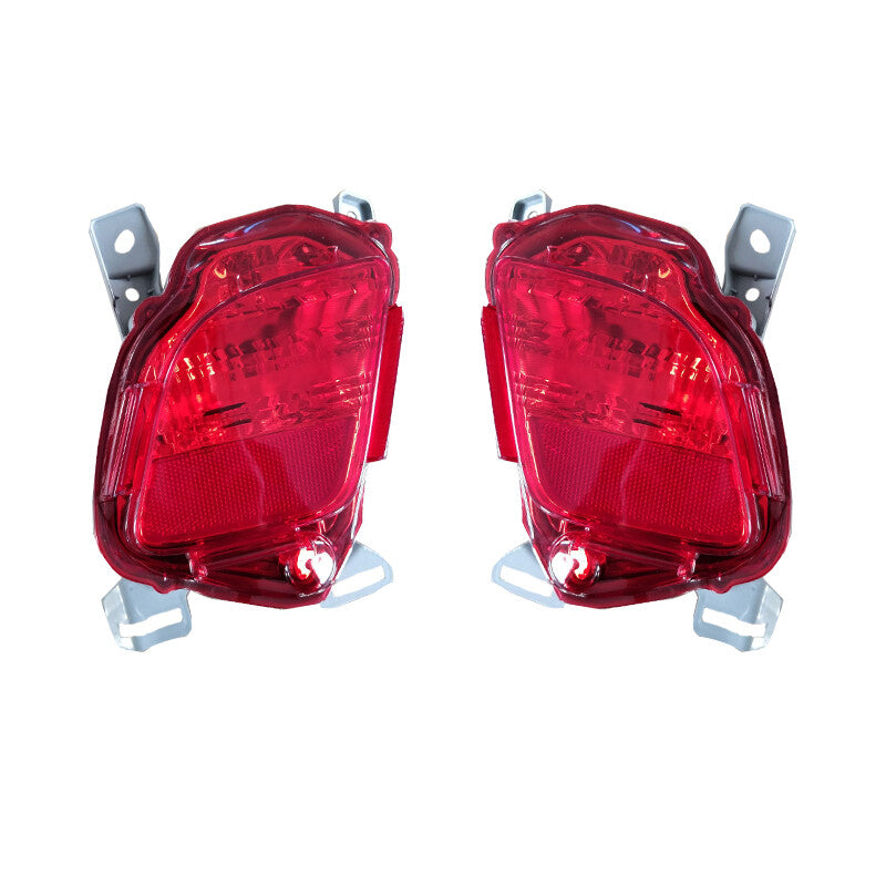 A pair of red rear bumper taillights and brake lights for Toyota Highlander 2014-2016.