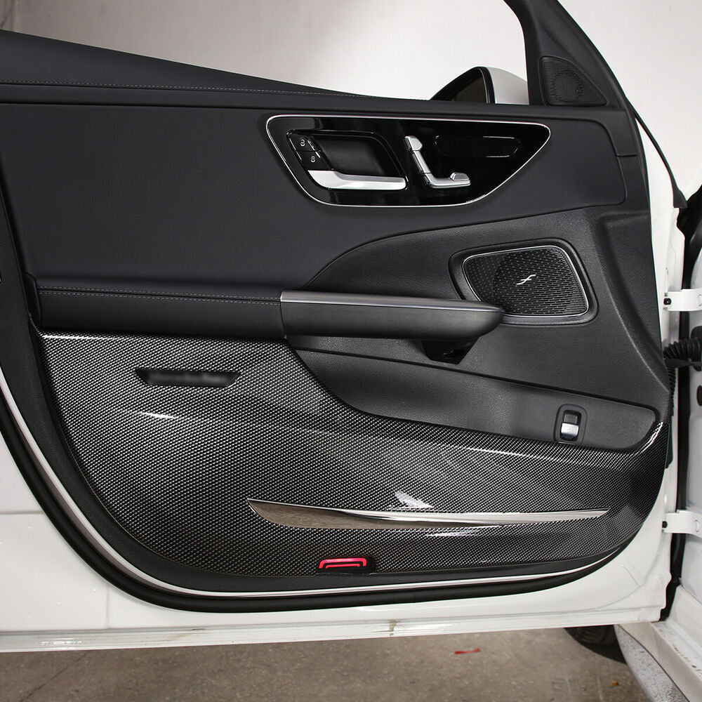 for Benz C class W206 2022+ Interior Door Anti-Kick Panel Cover ABS Carbon Fiber