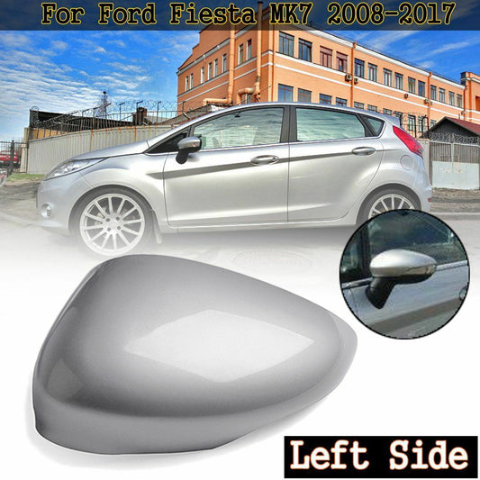 Passenger-side silver wing door mirror cover (left) applicable to for Ford Fiesta MK7 2008 - 2017