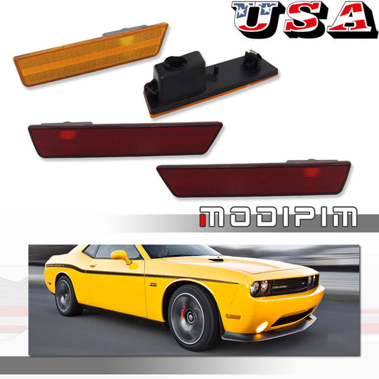 Suitable for 2008-14 for Dodge for Challenger front + rear side marker light reflectors, amber/red