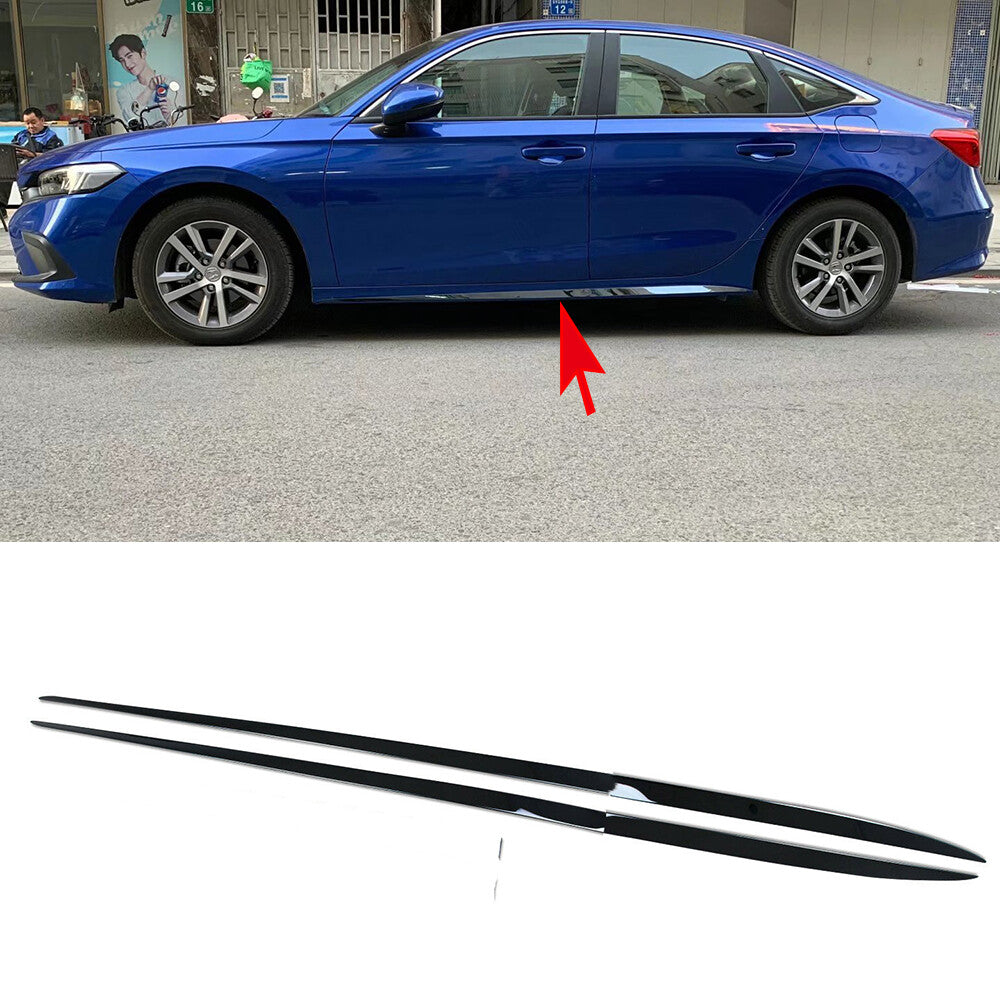 for Honda for Civic 2022-2023 gloss black Door Body Side Skirt Molding Cover Trim