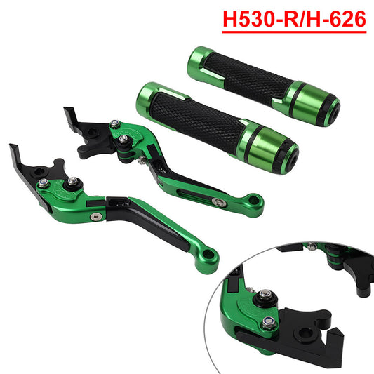 Fold Extendable Brake Clutch Levers Handlebar Grips Set Fit for Suzuki GSXR150 green