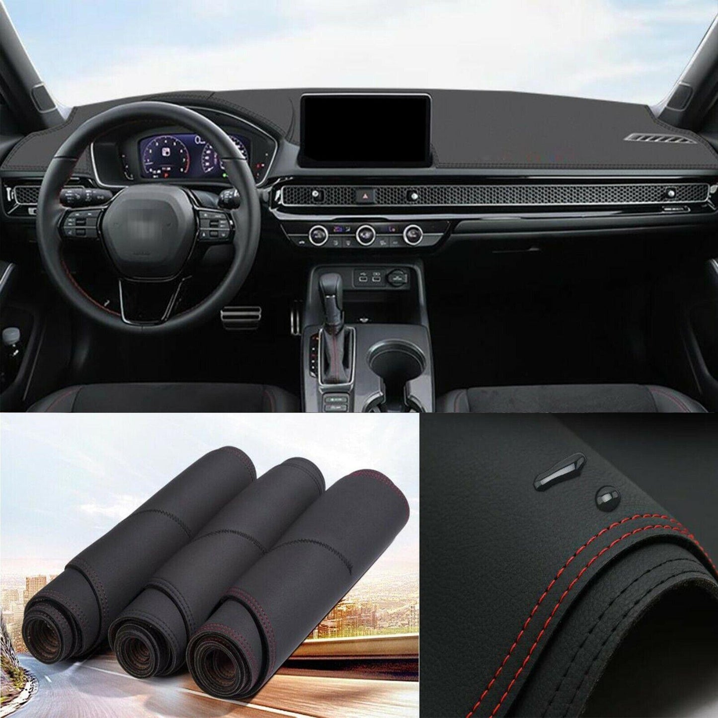 for Honda for Civic 2022-2024 DashMat Dash Cover Dashboard Mat Interior Pad Leather
