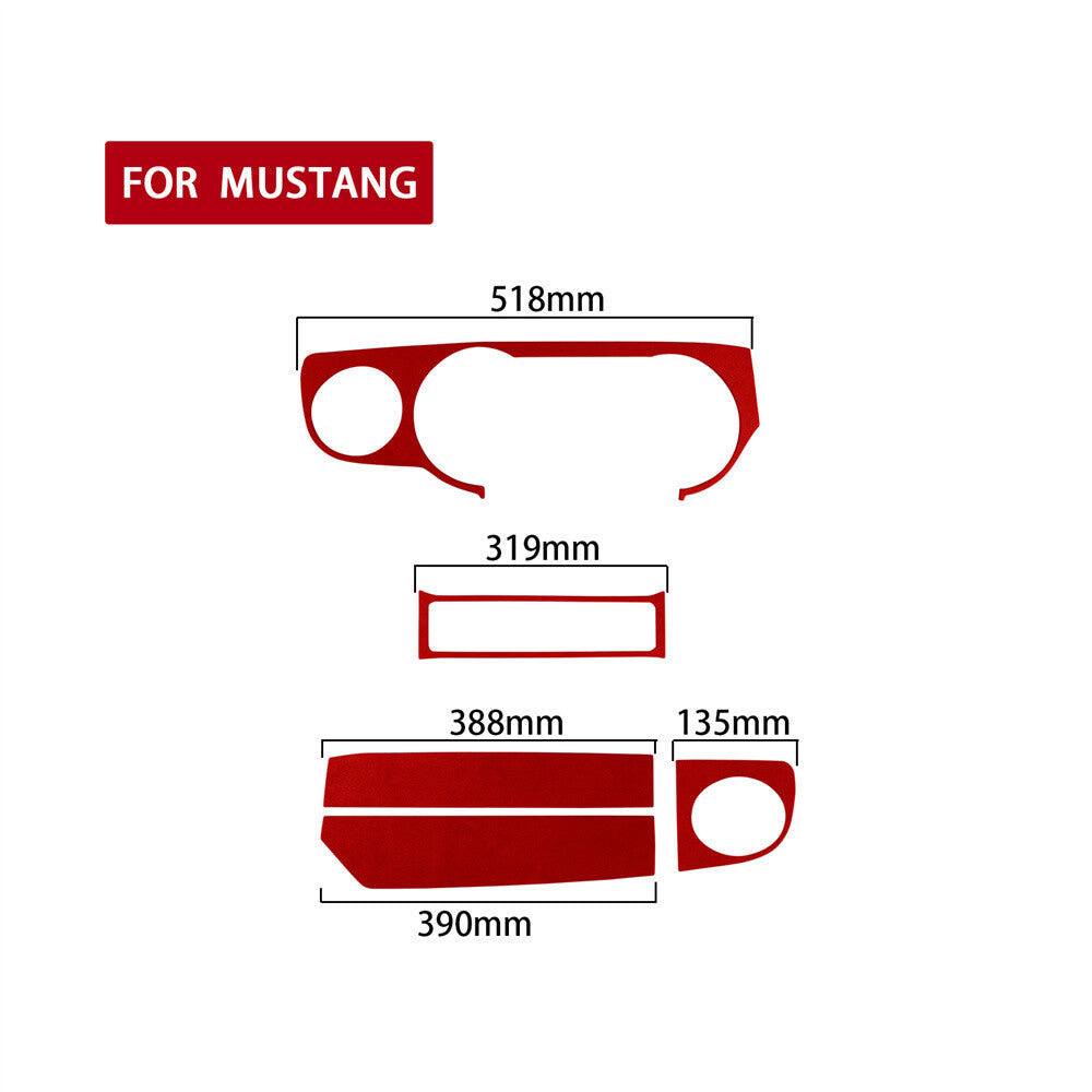 5¡ÁSuede Wine Red Central Control Dashboard Panel Trim for Ford for Mustang 2009-2013