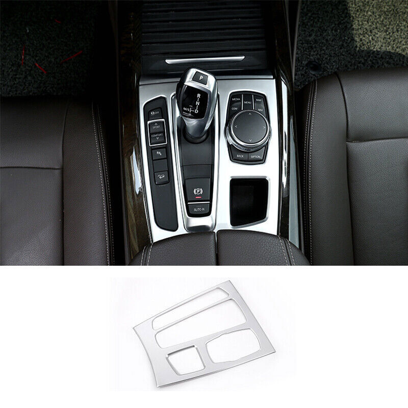 Central Console Gear Shift Cover Trim for BMW X5 X6 F15 F16 2014-18 Matte Silver