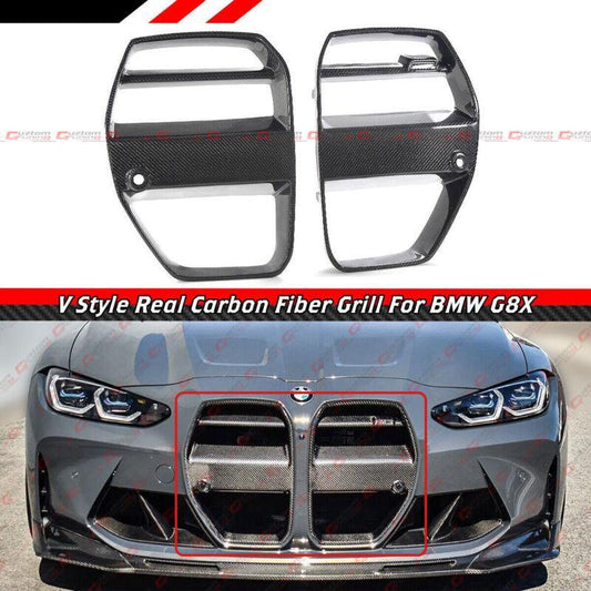 carbon fiber V-shaped nose grille suitable for 2021-2025 for BMW M3 G80 M4 G82 G83 models.