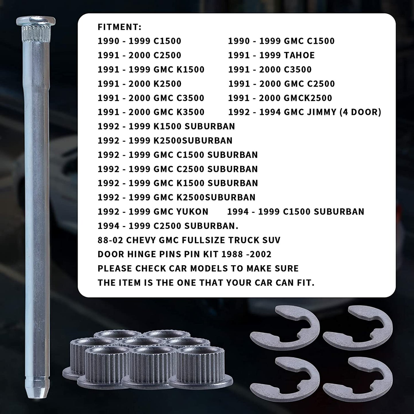 Door hinge pin and bushing repair kit roller compatible with for Chevrolet for GMC truck SUV