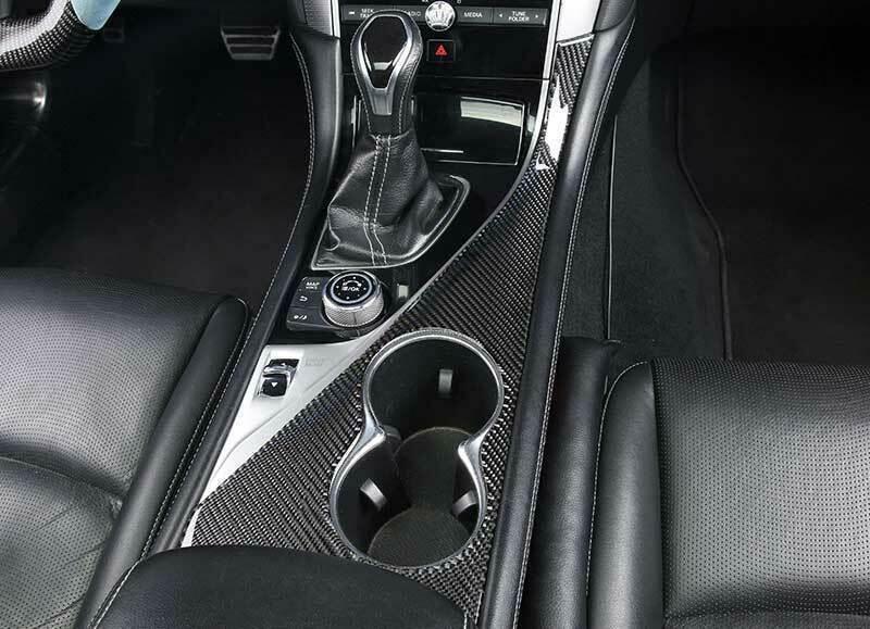 for Infiniti Q50 Q60 14-23 Real Carbon Fiber Gear Shift Cup Holder Panel Trim