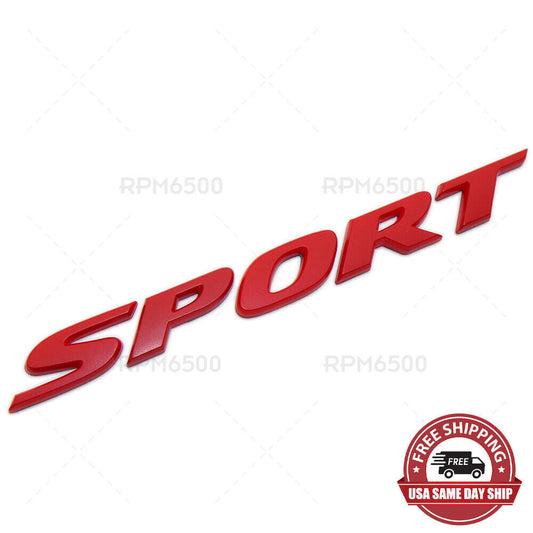 Red lettering, badges, and nameplates for the rear trunk lid of the for Honda for Civic Sport.