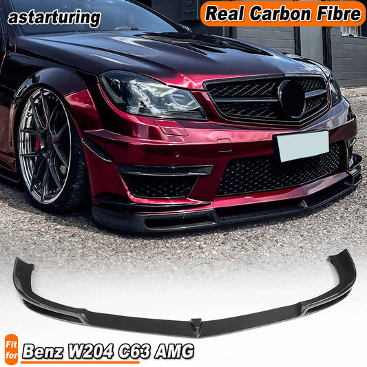 REAL Carbon Front Bumper Lip Spoiler Splitter for Mercedes W204 C63 2012-14
