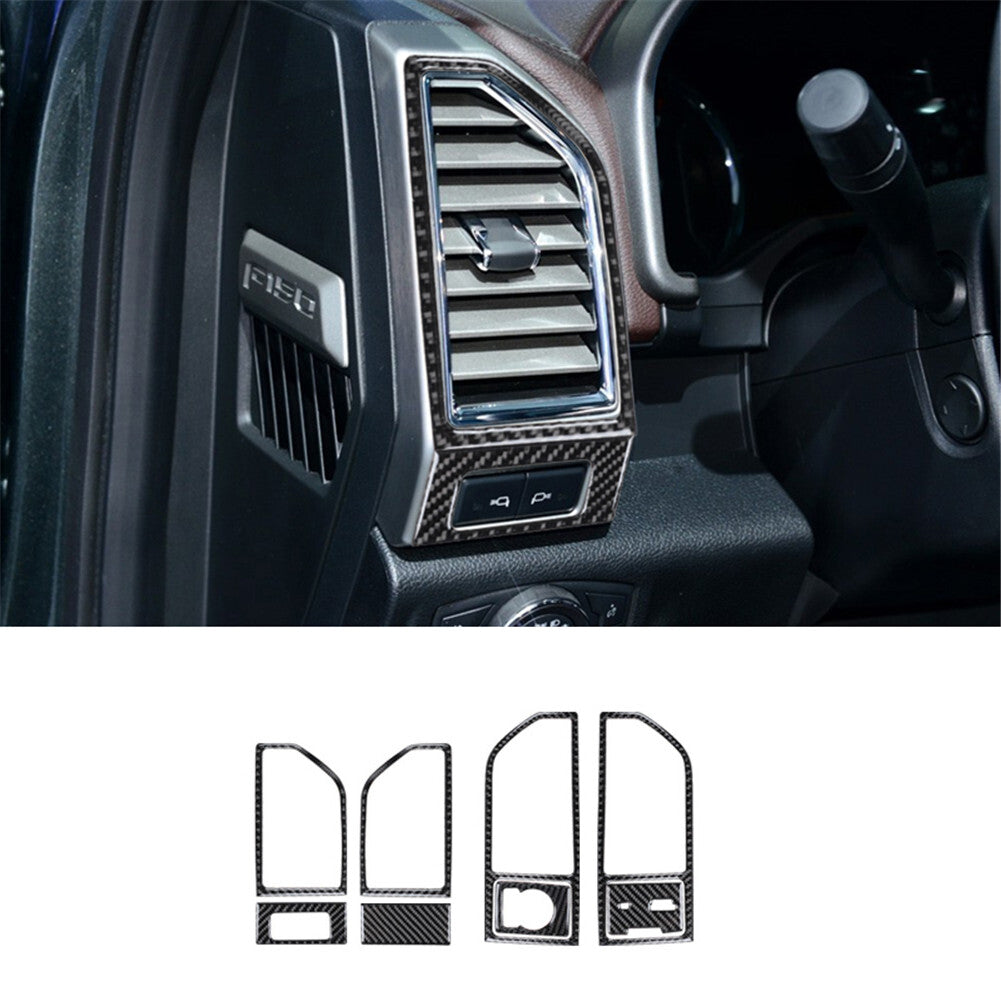 Carbon Fiber Interior Center Dash Air Vent Trim Cover for Ford F-150 2015-2017