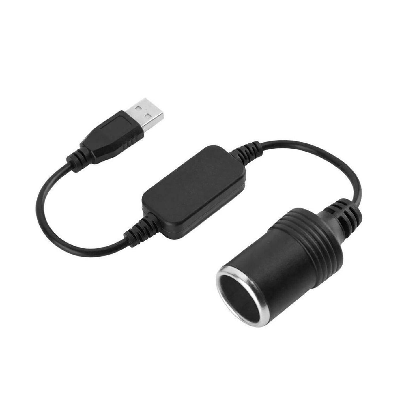 Black USB Car Voltage Conversion Line Socket Power Adapter Charger Cable Kit