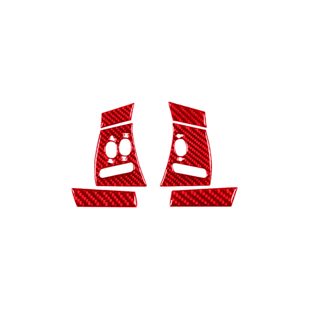 6x Red Steering Wheel Buttons Panel Trim Cover Carbon Fiber for Jaguar XF 09-011