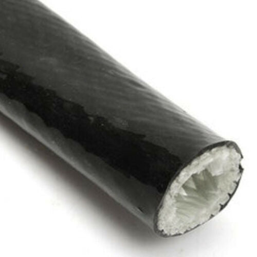 Black fireproof braided flame insulation cover, 3/4 inch ID, 10 feet fits 10AN oil fuel line