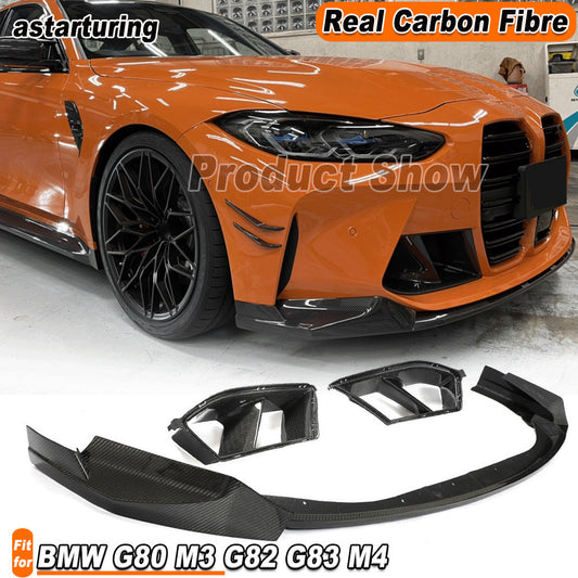 Fit for BMW G80 M3 G82 G83 M4 Real Carbon Front Bumper Lip Grill Air Vent Cover