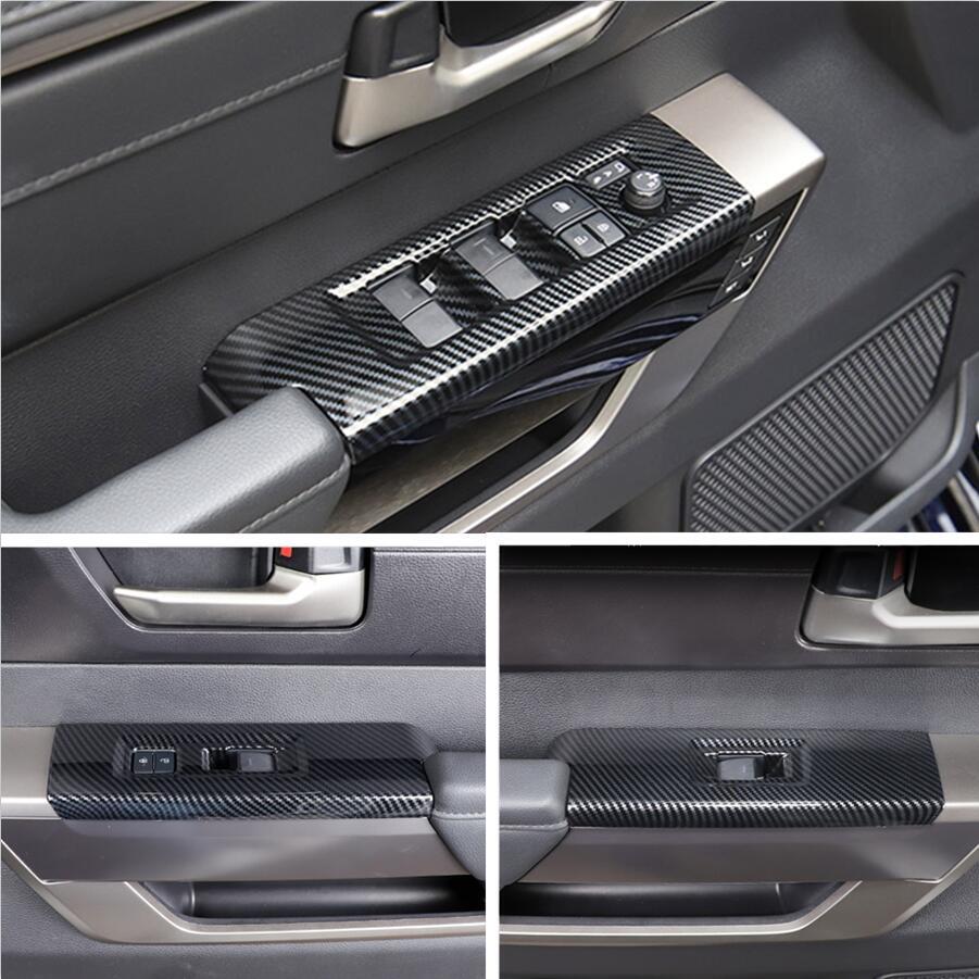 Carbon fiber window switch panel cover trim suitable for Toyota Sequoia 2023 2024