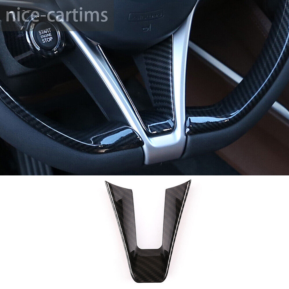 Carbon ABS Steering Wheel U-Shaped Cover for Alfa Romeo Giulia / for Stelvio 2017-19