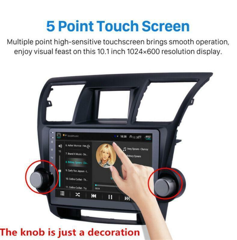 10.1 Android 9.1 2008-13 Car Stereo Radio GPS MP5 Player 1+16GB for Highlander