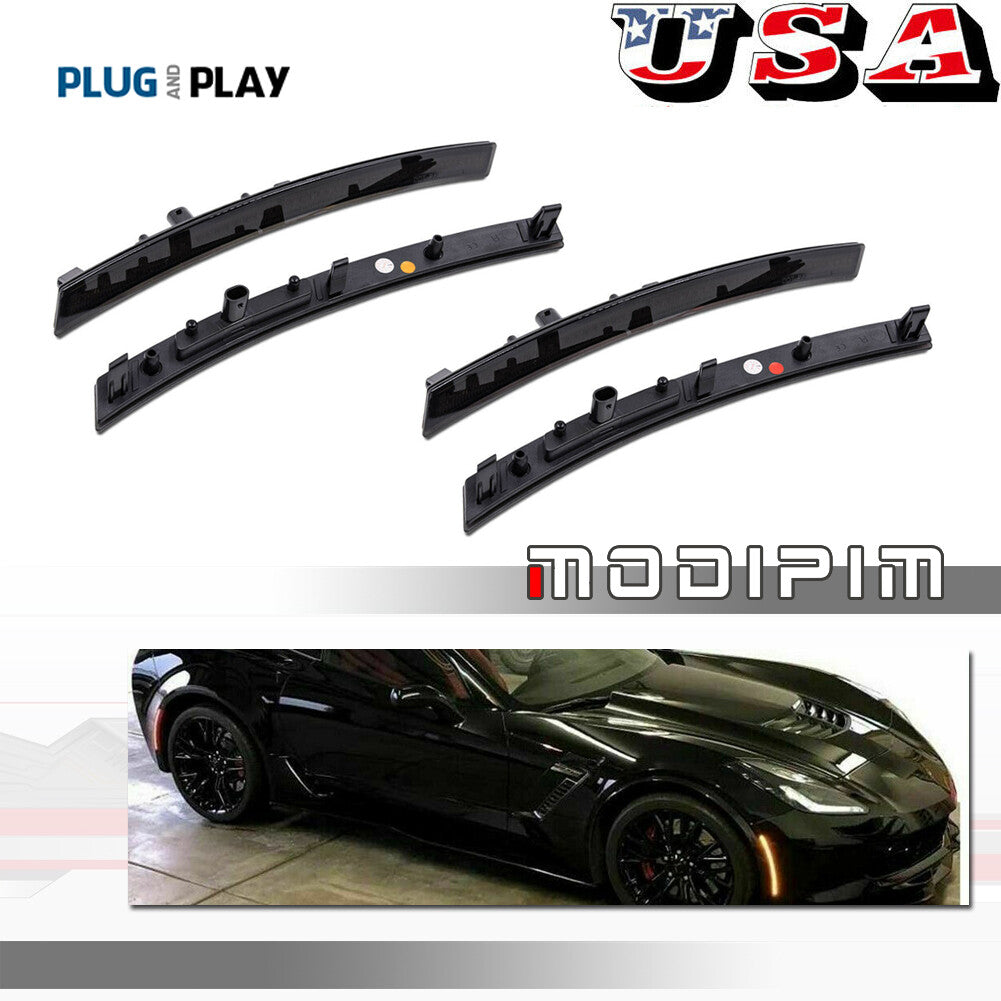 Smoked Front and Rear LED Side Marker Light Lens Kit for 2014-2019 C7 for Corvette