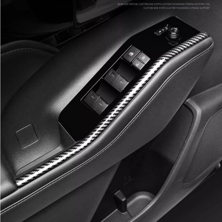 4X Carbon Fiber Window Lift Switch Panel Strip Trim for Toyota Highlander 20-24