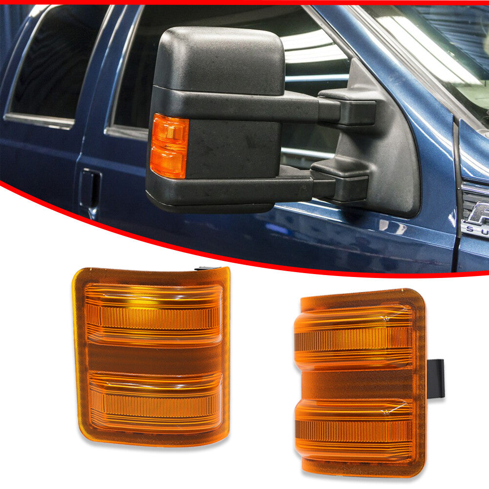 Suitable for 08-16 for Ford F250 F350 F450 Super Mission side marker mirror signal lights in amber tint.