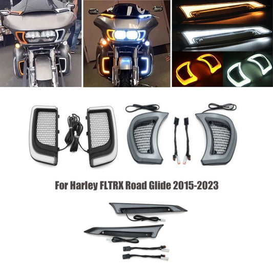 Headlight Vent  Windshield Trim  Lower LED Light for Harley Road Glide 15-up