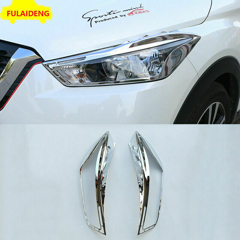 for Nissan Kicks 2017-2020 ABS Chrome Front Car Head Light Lamp Cover Trim Frame