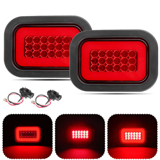 For Trailer Tow Truck 2pc Red Rectangular LED Tail Lights With Pigtails 5 x 3