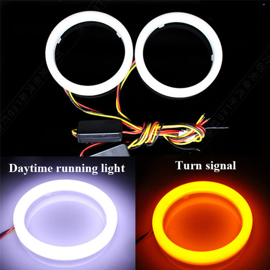 2PCS Car Headlight DRL Daytime Running Light Halo Ring Turn Signal White Yellow