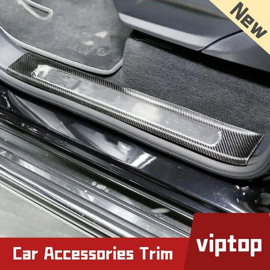 Carbon fiber Door Sill Protective Plate Cover 4x For G-Class W464 G500 G63 19-23