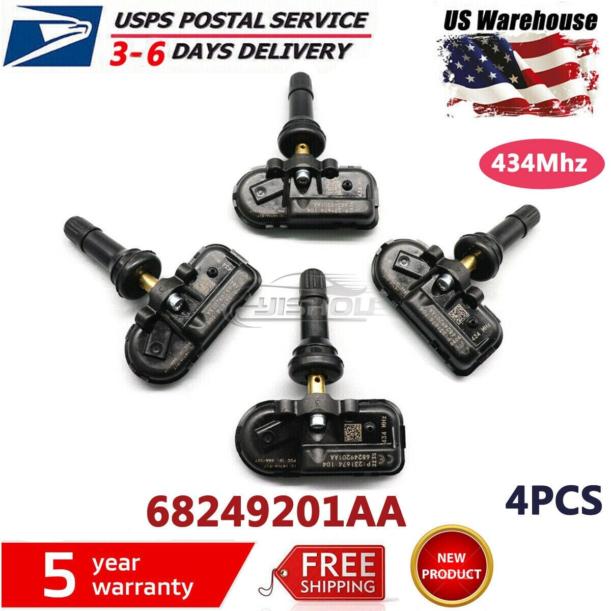 4x TPMS TIRE PRESSURE SENSOR 68249201AA for JEEP CHEROKEE for RAM 1500 434Mhz