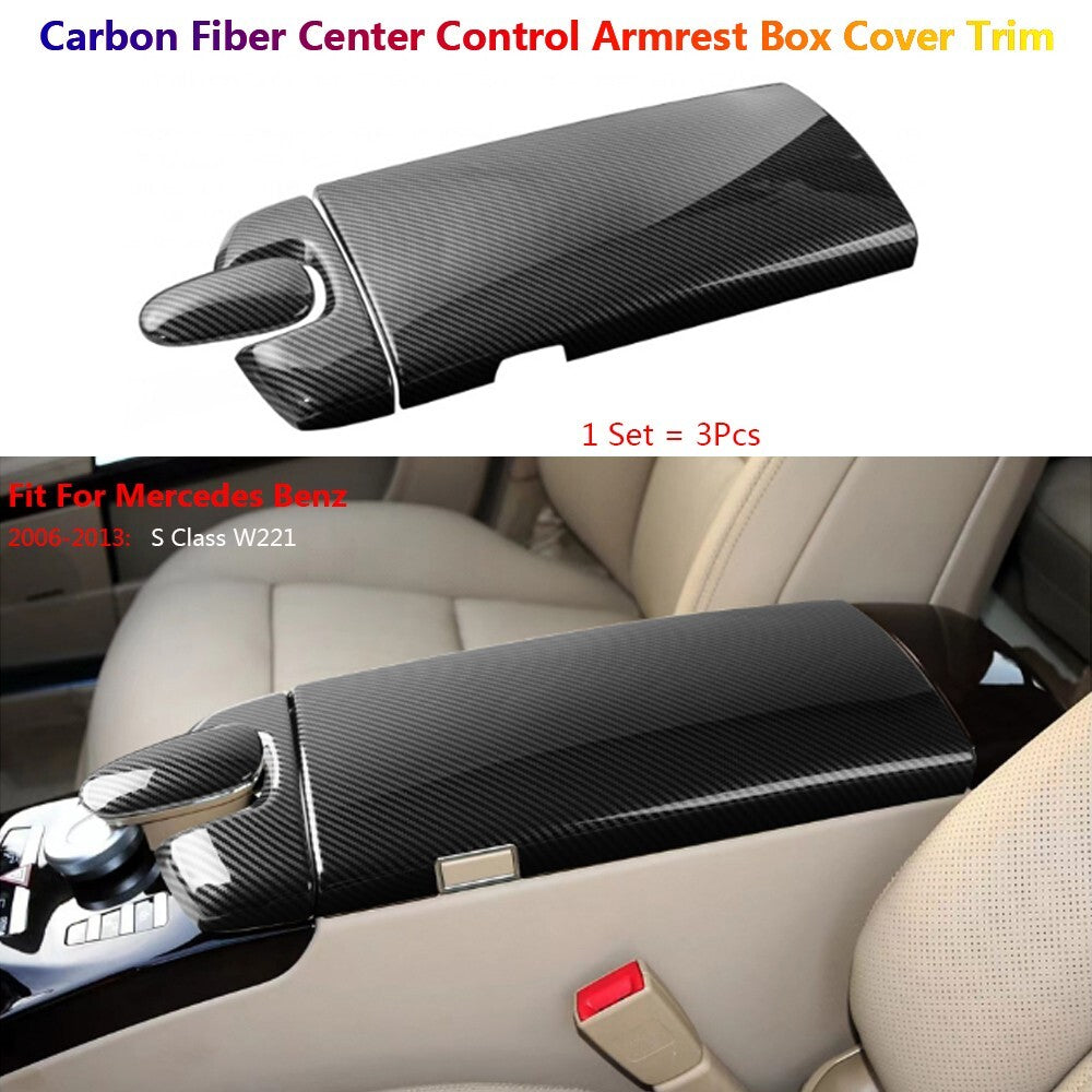 Carbon Fiber for Mercedes-Benz S W221 Car Center Console Armrest Box Cover Trims