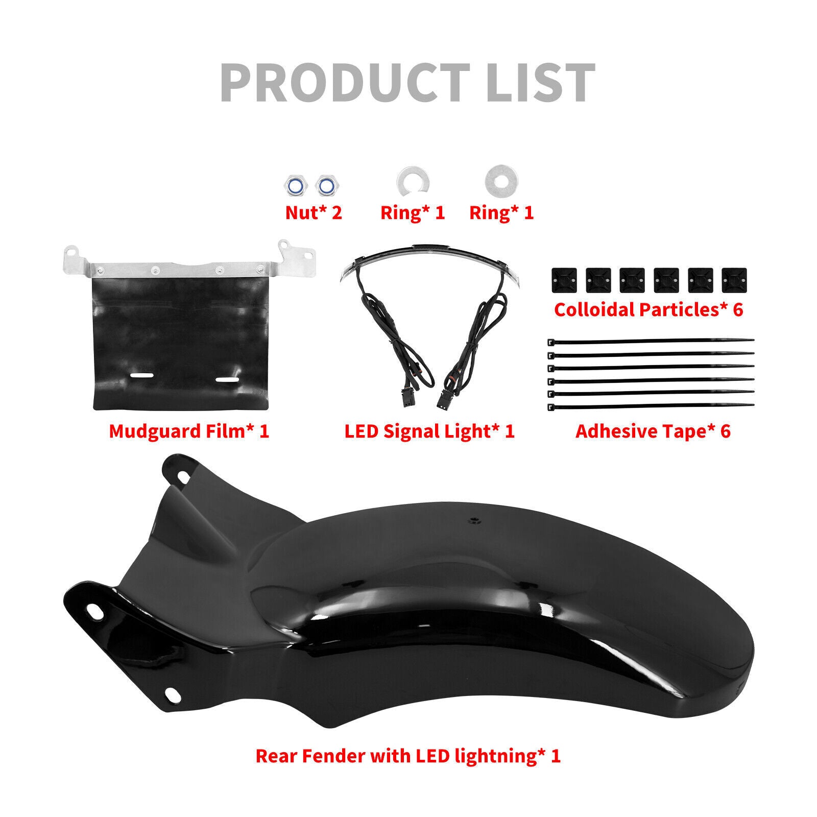 LED Rear Short Fender w/ Running Turn Signal Brake Light Fits for Harley Softail