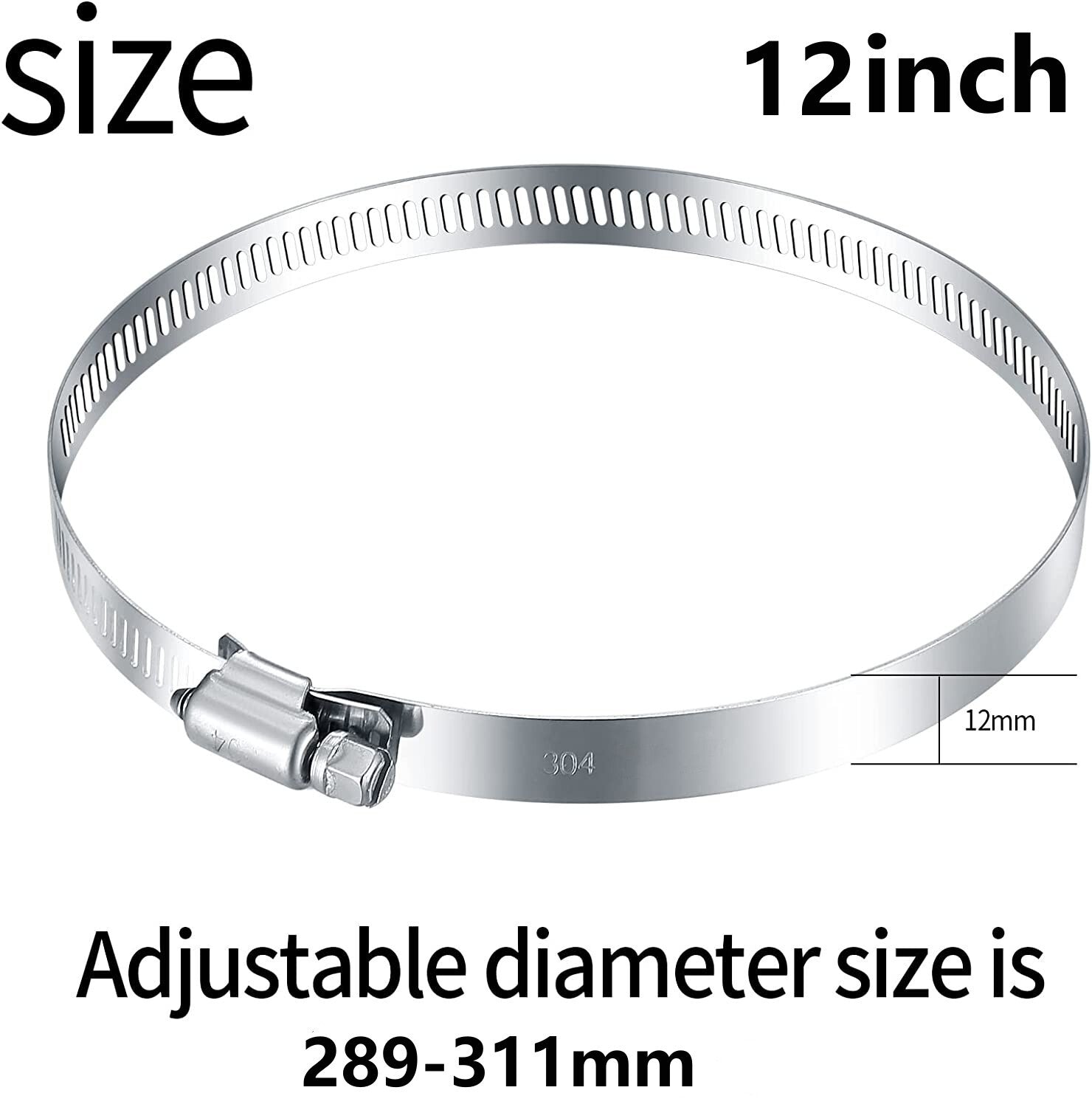 12-inch worm gear hose clamp, pipe clamp, fuel pipe clamp for pipelines