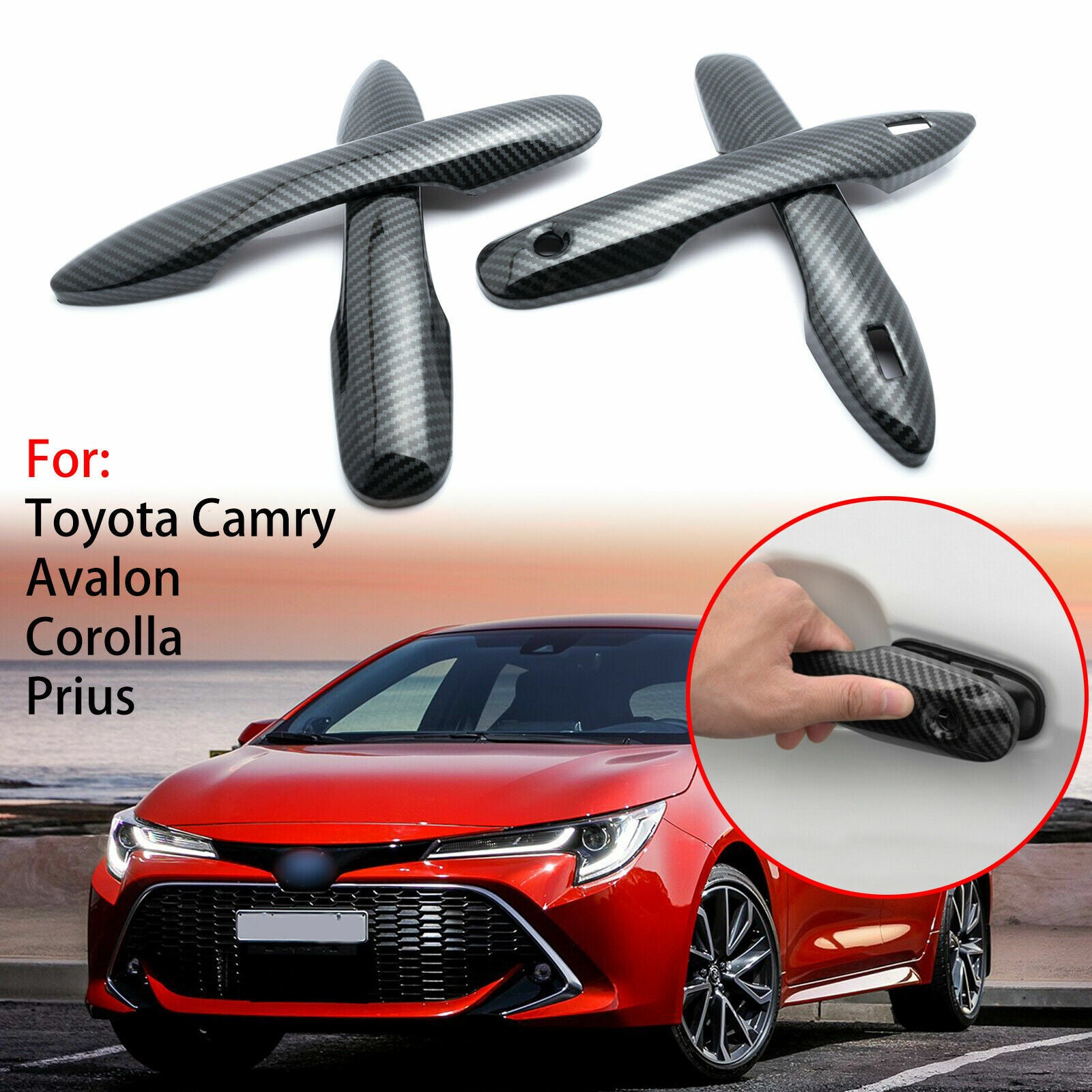 for Toyota for Camry 2018-2022 Door Handle Protector Carbon Fiber Style Trims